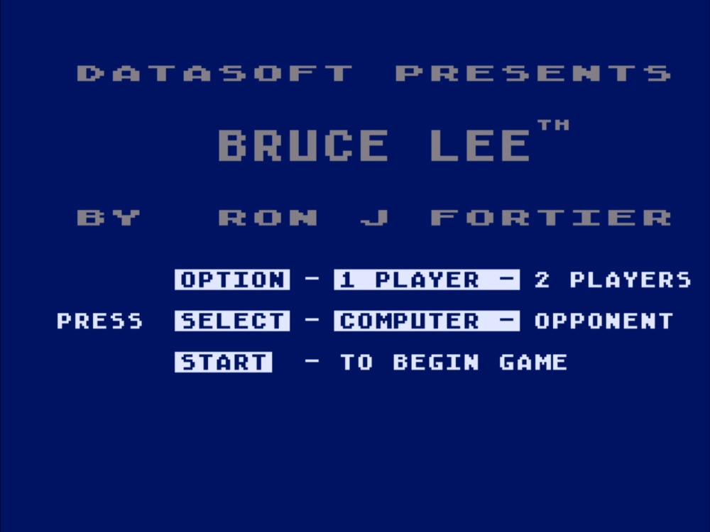 Title Screen of Bruce Lee for Atari 8 Bit